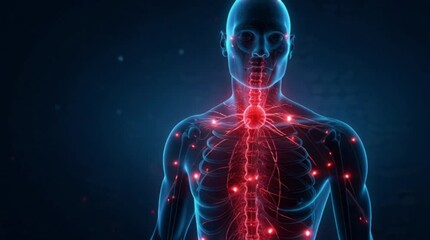 Dynamic neural network pulses with vibrant energy, illustrating human nervous system activity and connection - Powered by Adobe