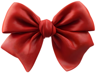 red bow, isolated on transparent background cutout png file 