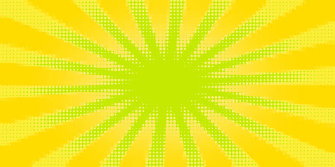 Yellow comic book background. Modern creative pop art orange halftone style background