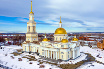 Spaso-Preobrazhensky cathedral church in Nevyansk. Russia orthodox architecture