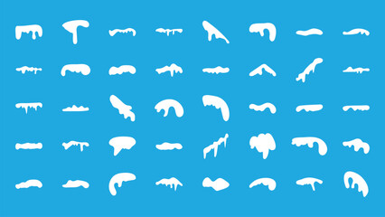 Obraz premium Flat Hand-Drawn Snow Caps Set on Blue Background. Winter decorative elements for design, icons, and illustrations.