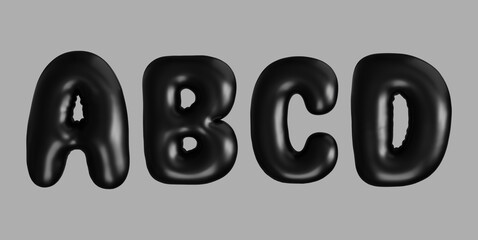 3D Black Alphabet Letters A to D