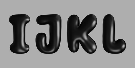 3D Black Alphabet Letters I to L