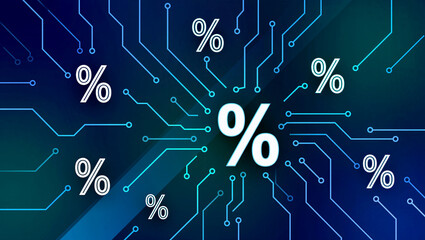 Data flow visualization with percentage symbols in tech