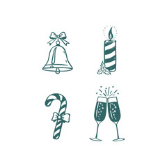 Christmas vibe hand drawn vector illustrations. Vector set with Christmas elements.