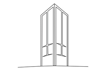 Modern office building continuous line drawing minimal city architecture design