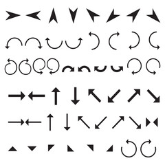 Collection of various black arrow and circular rotation symbols shown clearly