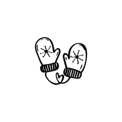 Mittens hand drawn illustration. Mittens vector icon