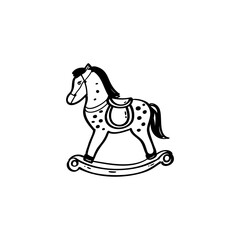 Wooden horse hand drawn illustration. Wheelchair horse vector icon