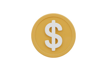 Obraz premium 3d illustration icon of isolated dollar coin with dollar sign . Isolated on transparent background, png
