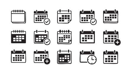 Calendar icon set vector graphic illustration for business and organization