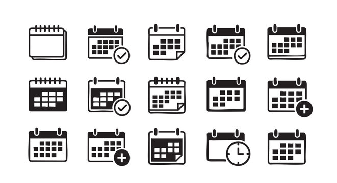 Calendar icon set vector graphic illustration for business and organization