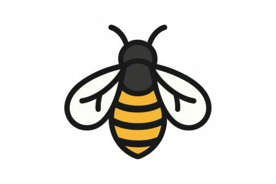 Cute bumblebee icon, a simplified illustration for use in children's media, educational materials, and product branding