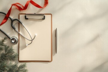 Minimalist medical Christmas still life for healthcare and clinic holiday marketing
