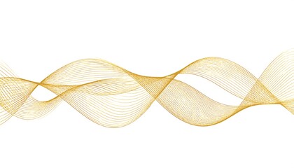 An elegant, abstract design with intertwining golden lines on a stark white background, creating a sense of flow and movement. The flowing form suggests a gentle wave