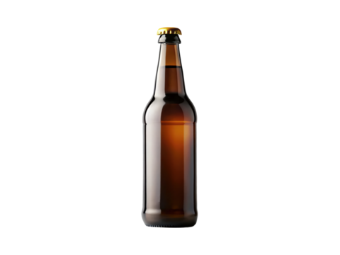 A brown beer bottle isolated on transparent background, perfect for showcasing craft beer, brewery branding, and alcoholic beverage concepts