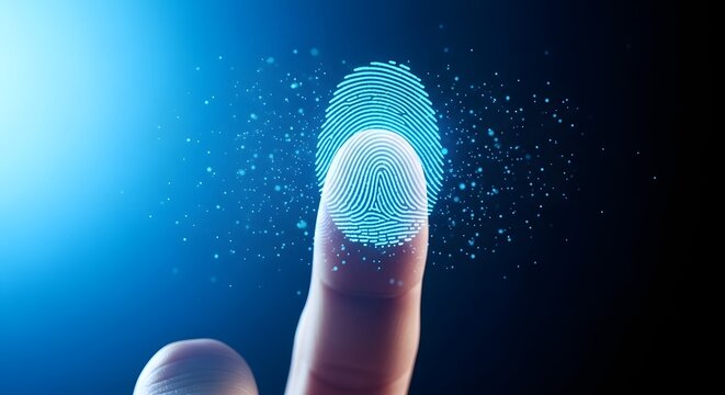 Fingerprint identification and biometric authentication concept with digital security for personal data protection - Powered by Adobe
