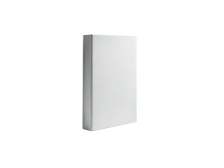 Blank white hardcover book standing upright isolated on transparent background, ideal for mockups, showcasing designs, or presenting literary works