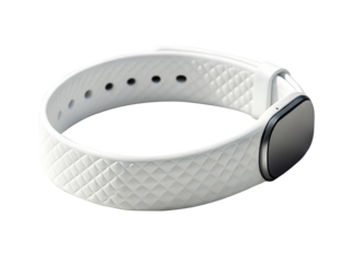 Sleek white fitness tracker isolated on transparent background, designed for monitoring activity, sleep, and heart rate with style and comfort