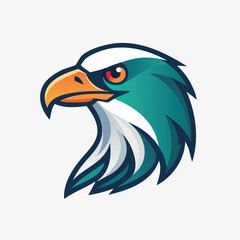 Fototapeta premium Stylized Eagle Head with Teal and Orange Colors