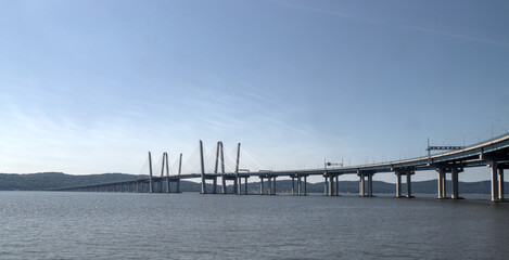 view of the new tappan zee bridge between nyack and tarrytown westchester orange county new york famous suspension bridge