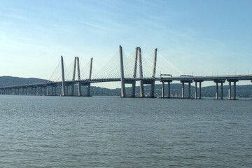 view of the new tappan zee bridge between nyack and tarrytown westchester orange county new york famous suspension bridge