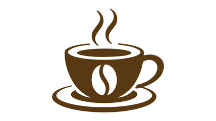 Obraz premium Steaming coffee cup with bean emblem logo for cafe and beverage businesses vector