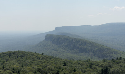 scenic view of shawangunk ridge mountain hazy landscape from mohonk preserve sky top tower hiking trail beautiful blue hills glacial rock