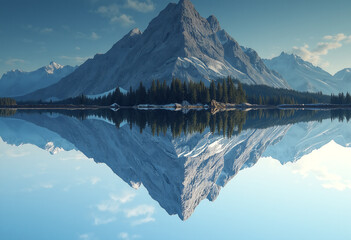 Mountain Mirrored Upside-Down in the Sky