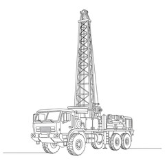 Drilling Machine in Action: A detailed illustration of a robust drilling machine, designed for excavating the earth.