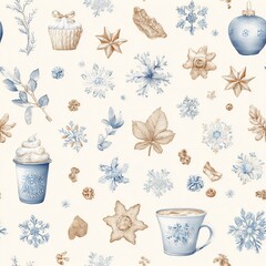 seamless Christmas winter elements for festive design and illustration projects