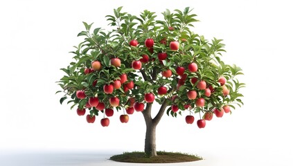 Obraz premium Healthy Fruit Tree with Abundant Red Apples in Studio Lighting