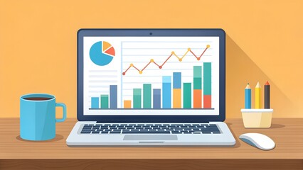 business graph on laptop