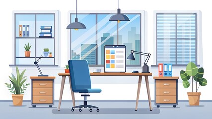 modern office interior with furniture