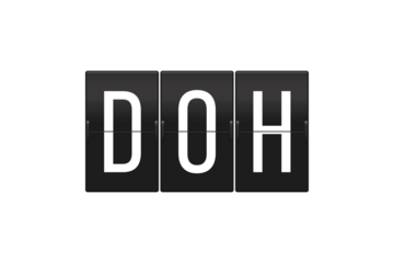 DOH Airport Code on Split Flap Display Representing Hamad International Airport in Doha Qatar Travel and Aviation Concept