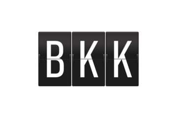 BKK Airport Code on Split Flap Display Representing Suvarnabhumi Airport in Bangkok Thailand and Global Air Travel Concept