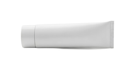 Sideways Cosmetic Cream Tube, Pure White Label, Isolated Product, Studio Marketing Visual, Transparent Concept, Retail Packaging