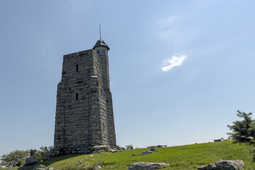 skytop tower brick monument at the top of a ridge in the shawangunk mountains gunks upstate new york new paltz famous hiking destination