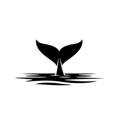 Whale Tail Silhouette Rising from Water