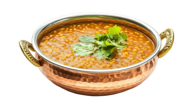 Copper Bowl Dal Dish isolated on a transparent background
