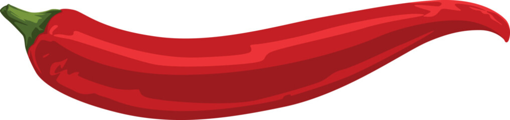 A single, stylized red chili pepper with a green stem, isolated on a white background.