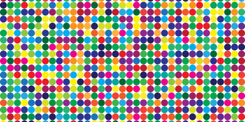 Purple disco party seamless pattern. Circle sequin mosaic texture background. Abstract shining colorful halftone wallpaper. Pop up comic glitter sparkles backdrop. Retro vector design template