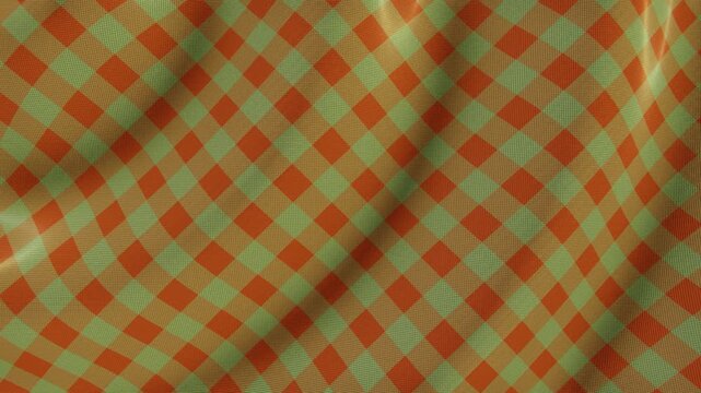 Horizontal abstract 3D Merry Christmas Xmas holiday festive winter december celebration Noel seasonal background loop animation orange green olive gift wrapping texture pattern plaid tartan gingham