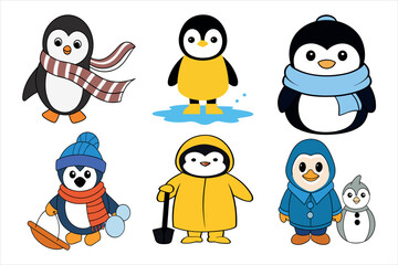 set of funny penguins