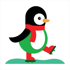 penguin in winter clothes