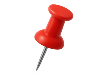 Red pushpin representing important notes, reminders, marking locations, or pointing out specific information