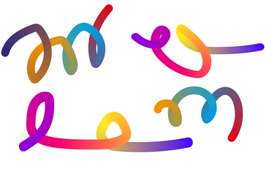 Colorful abstract scribbles and loops with vibrant gradient transitions creating playful artistic designs