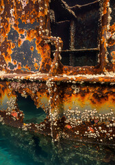 Fototapeta premium Close Up of Rusted Metal Shipwreck Structure