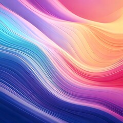 An abstract digital artwork of swirling lines in various colors creating a fluid, wave-like pattern. The color palette ranges from deep blues to warm oranges