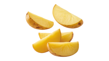 Potato wedges with skin isolated on a transparent background